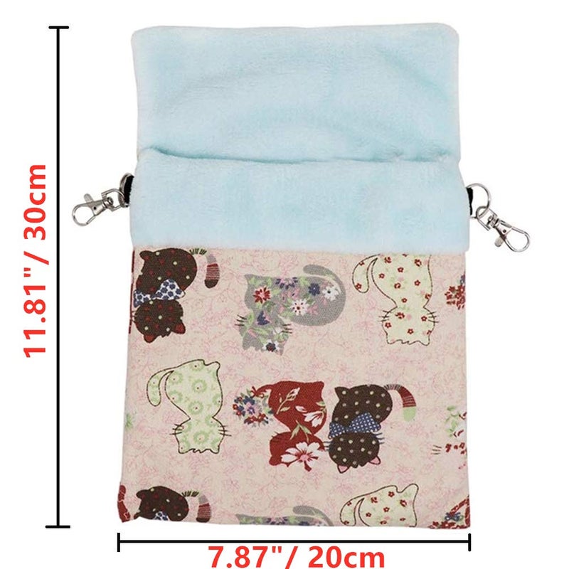 Litewoo Sugar Gliders Sleeping Pouch Bag Small Pet Cotton Hanging Warm Comfortable Nest Bed for Small Animals Squirrels Marmosets Rats Hamster (LARGR,Pink Cat) - Image 2